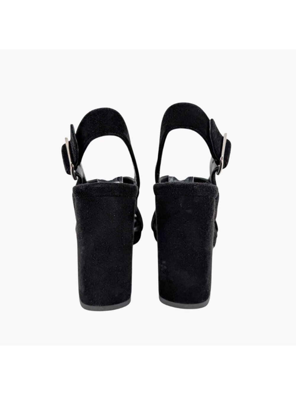 Prada Cross Strap Platform Sandals Black Suede Size 37.5 US 7.5 Women’s - Picture 5 of 15